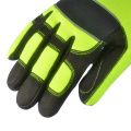 Hi-vis réfléchissant anti-vibration synthétique en cuir de travail des gants mécaniciens de sécurité